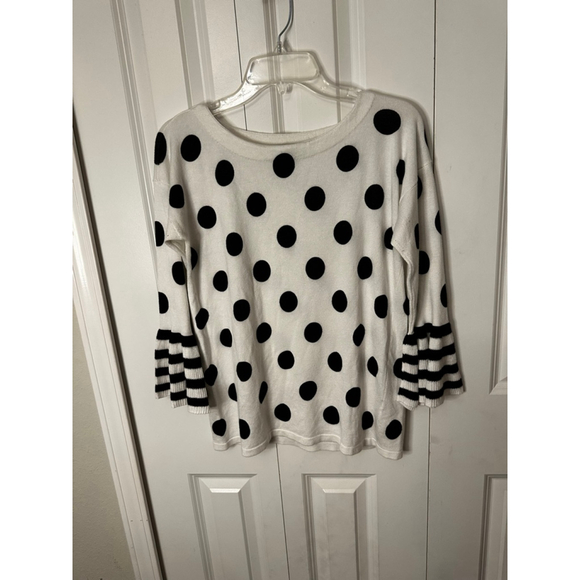 Women's RED White Black Polka Dot Crew Neck Sweater S - Picture 1 of 7